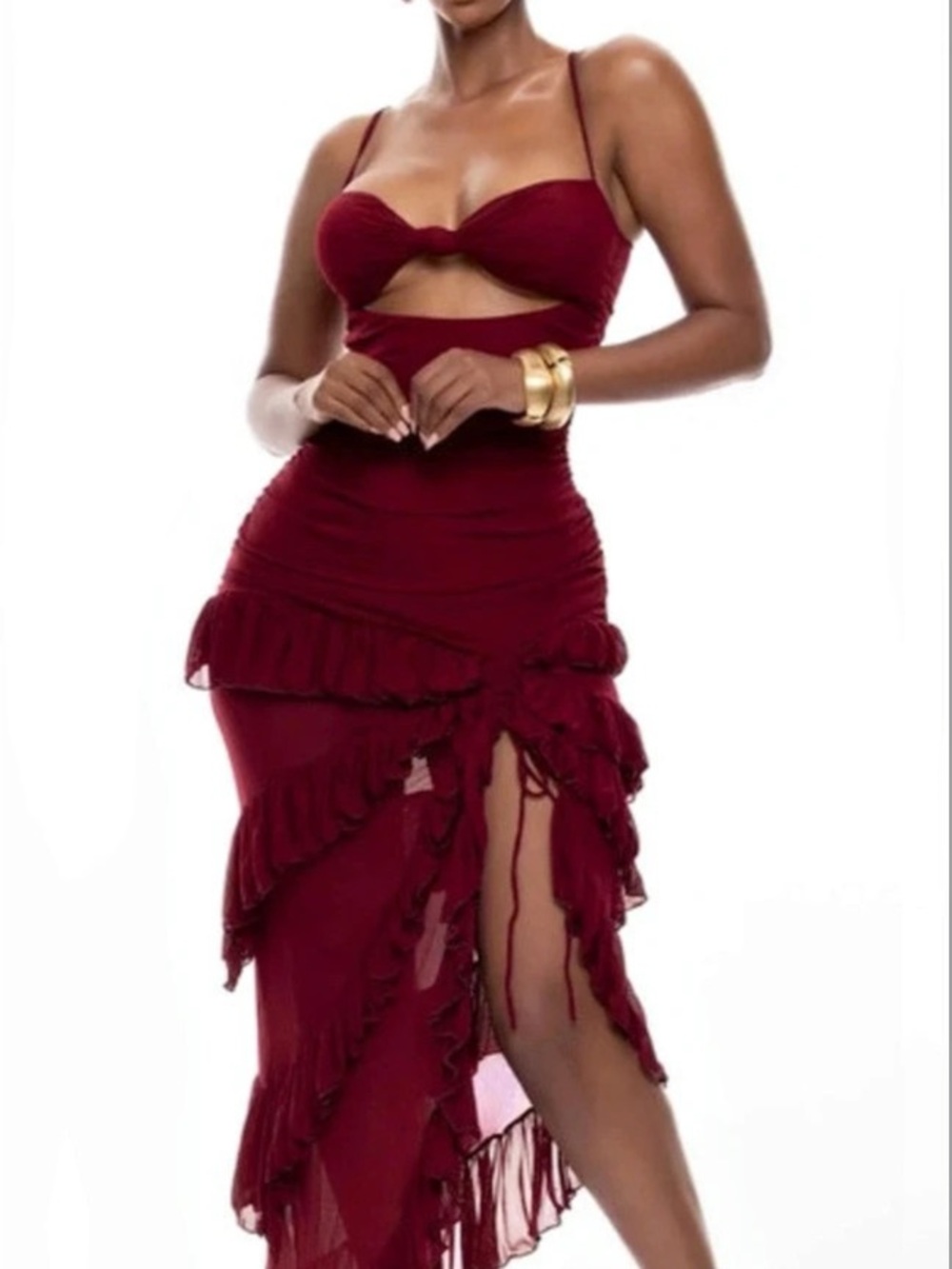 Burgundy Cutout Maxi Dress Like New